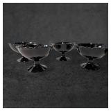 Four Black Amethyst Glass Pedestal Compotes