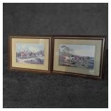 Framed Horse and Hunt Scene Prints, Unsigned, 28x2