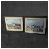 Two Framed Fox Hunt Prints, 22 x 18.5 Inches