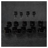 Black Glassware: One Large Goblet, Five Small Gobl