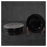 12 Black Amethyst Glass Salad Plates, 7.5 Inch Dia