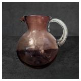 Tanglone Purple Glass Pitcher with Clear Glass Han