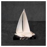John Perry Resin Sailboat Sculpture on Ebonite Ba