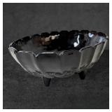 Footed Black Amethyst Glass Bowl, 12 1/4 In. x 8 1