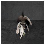 Handcrafted Decorative Mask with Snakeskin, Fur, F