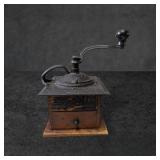 Wood and Cast Iron Coffee Grinder with Drawer, 7 i