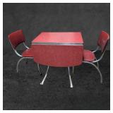 1950s Chrome and Red Formica Drop-Leaf Dinette Set