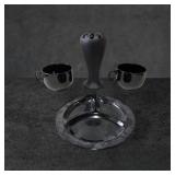 Black Amethyst Luncheon Plate, Two Mugs, and Moder