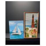 Two Nautical Themed Oil on Canvas Paintings by D.