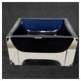 Signed Art Glass Trinket Jar in Cobalt Blue with C