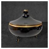 Footed Amethyst Glass Candy Dish with Gold Painted
