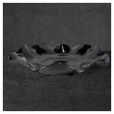 Black Amethyst Footed Bowl with Scalloped Rim, 13