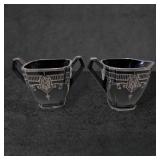 Black Amethyst Sugar Bowl and Creamer with Silver