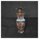 Unmarked Asian Ceramic Vase with Polychrome Decora