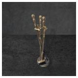 Brass Fireplace Tool Set with Stand, 31 in Tall