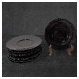 Nine L.E. Smith Black Amethyst Glass Plates, 8-Inc