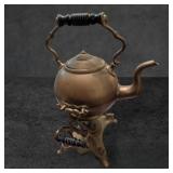 Copper Kettle with Warming Stand and Decorative Ha