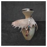 Native American-Style Vase with Large Antler Scrim