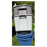 Six Assorted Plastic Storage Bins