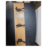 Wall-Mounted Wooden Coat Rack with Three Metal Hoo