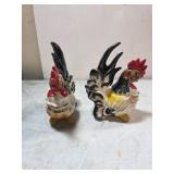 Ceramic Rooster Figurines with Glossy Finish