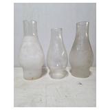 Three Glass Oil Lamp Chimneys