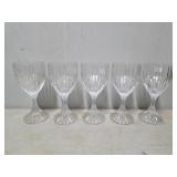 Five Cut Crystal Wine Glasses with Fluted Design