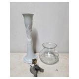 Three-Piece Decorative Lot Including Ceramic Vase,