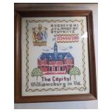 Framed Williamsburg Capitol Cross-Stitch Artwork