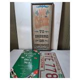 Three Collectibles: Framed "No Credit" Sign, 1976