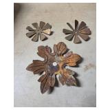 Three Rusted Metal Floral Decorative Elements