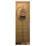 Vintage Metal Birdcage on Curved Stand with Circul