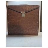 Brown Vinyl Record Carrying Case with Metal Latch