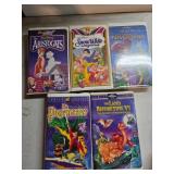 5 Assorted VHS Tapes Featuring Disney and Animated