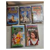 Five VHS Tapes Including Disney and Shirley Temple