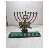 Menorahs with Decorative Elements: Metal and Ename