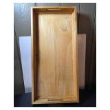 Wooden Serving Tray with Carved Trim and Cutout Ha