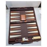 Leatherette Backgammon Set with Game Pieces and Ca
