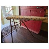 Antique Wooden Ironing Board With Polka Dot Fabric