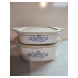 Two CorningWare Blue Cornflower Casserole Dishes w
