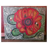 Abstract Floral Acrylic Painting on Canvas, Signed