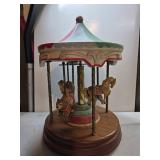 Musical Carousel with Hand-Painted Wooden Base and