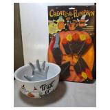 Halloween Candy Dish with Hand Accent and Turkey P
