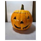Ceramic Pumpkin with Detachable Lid and Carved Fac