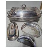 Silver-Plated Serving Set with Covered Dish, Tray,