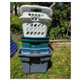 Seven Assorted Plastic Storage Totes with Handles