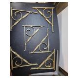 6 Gold Metal Brackets with Scroll Design and 1 Met