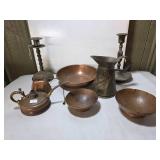 Copper and Metal Decorative Items Including Pitche