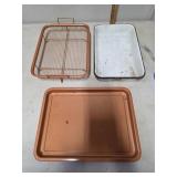 Three Rectangular Baking Pans Including Copper Cri