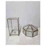 Glass and Brass Display Cases in Rectangular and O